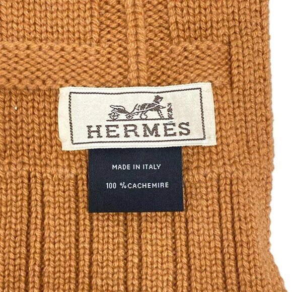 HERMES - Brown Cashmere Scarf 368-071525 - Picture 4 of 4